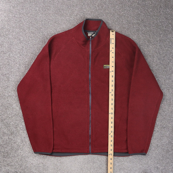 L.L. Bean Fleece Regular Large Red Long Sleeve Full Zip Collared Jacket - Picture 3 of 11